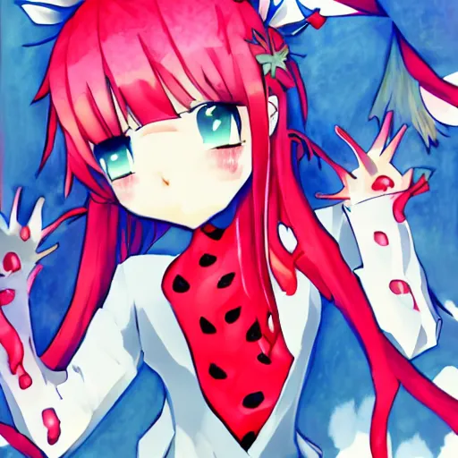 Prompt: strawberry monster trending on pixiv