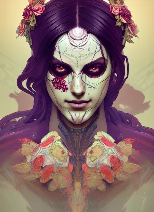 Image similar to symmetry!! portrait of floral! borderlands 3 psycho, intricate, elegant, highly detailed, digital painting, artstation, concept art, smooth, sharp focus, illustration, art by artgerm and greg rutkowski and alphonse mucha, 8 k