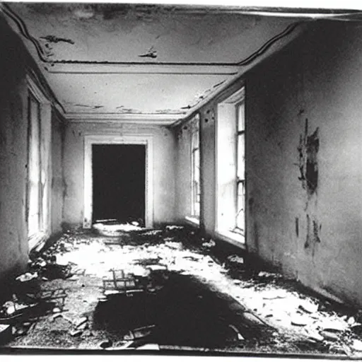 Image similar to unfocused black and white photographs of a ghost in an abandoned asylum | by Daido Moriyama | by Eugene Atget | horror mood | high contrast