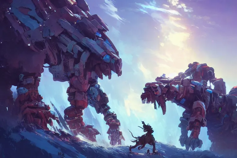 Image similar to tremortusk machine mecha animal beast robot of horizon forbidden west horizon zero dawn bioluminiscence, behance hd by jesper ejsing, by rhads, makoto shinkai and lois van baarle, ilya kuvshinov, rossdraws global illumination