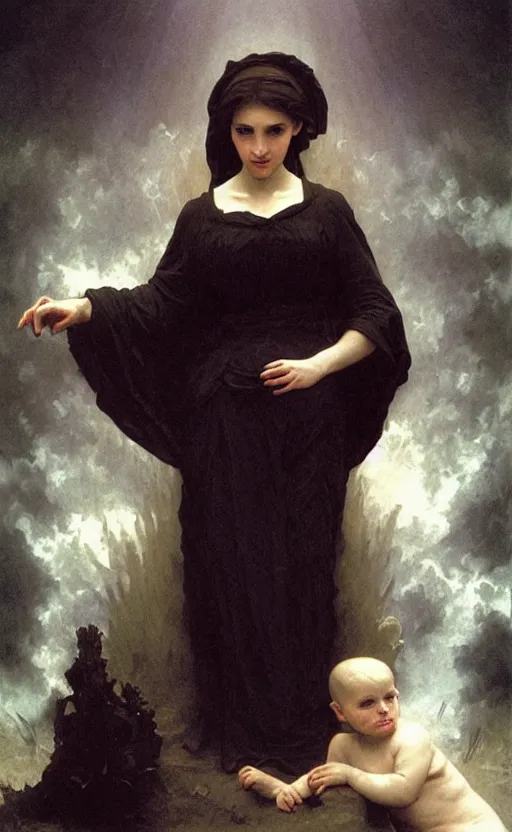 Image similar to portrait storm ghost warlock, bouguereau