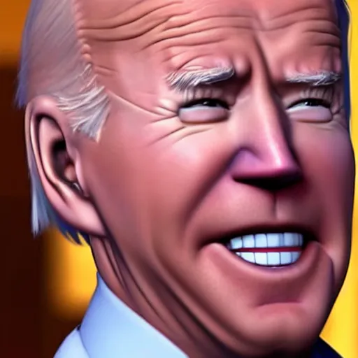 Image similar to joe biden on meth as seen in award winning animated pixar movie 4k octane render