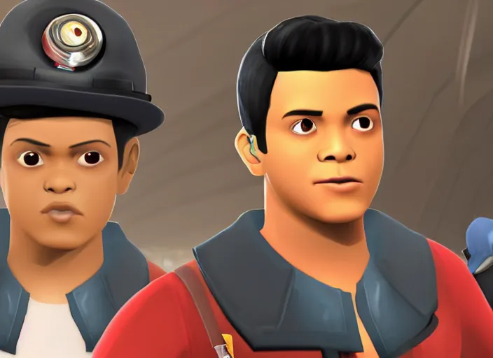 Prompt: Bruno Mars in Team Fortress 2