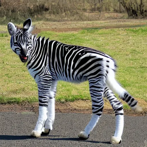 Prompt: a hybrid made of a cat and a zebra