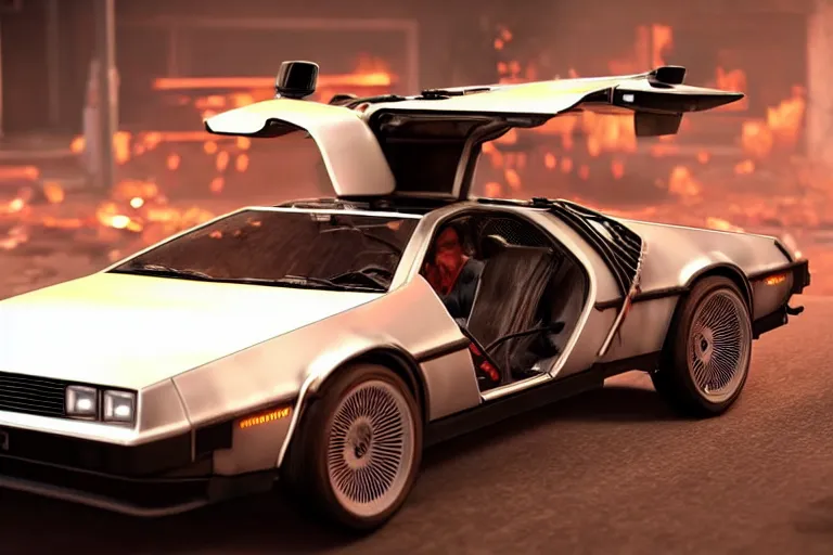 Image similar to delorean made out of meat by grand theft auto v, by red dead redemption 2, by cyberpunk 2 0 7 7