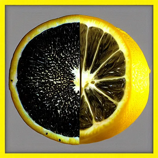 Image similar to cross section lemon as star, photo by hubble