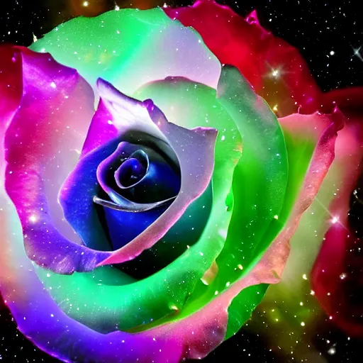 Image similar to award - winning macro of a beautiful rose made of stunning nebula and stars, on black background, highly detailed, trending on deviantart and artstation, nasa space photography