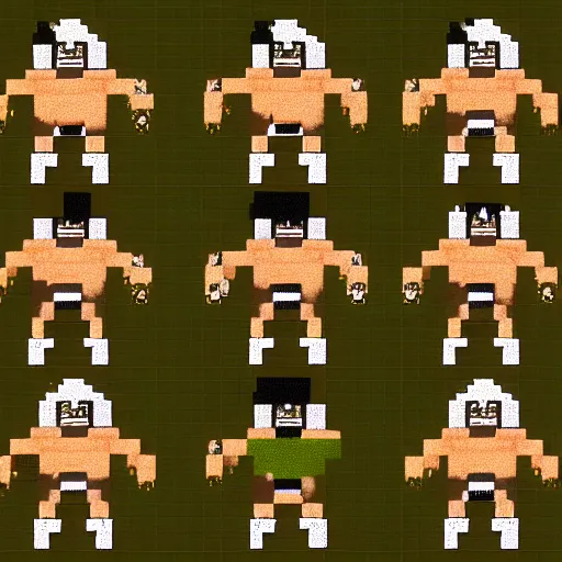 Image similar to 8 bit sprite sheet for an orc barbarian character