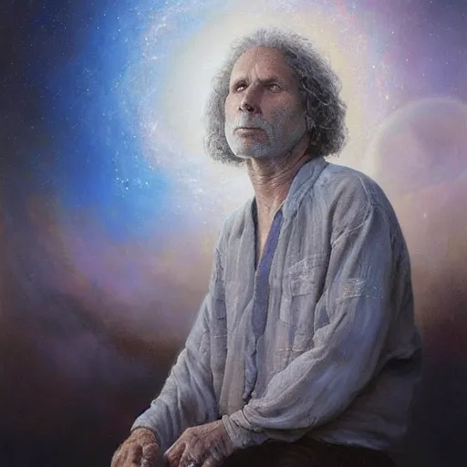 Image similar to UHD tonalism cosmic painting of elderly, old Jim Morrison, by Antonio Caparo and Ferdinand Knab and Greg Rutkowski, UHD, photorealistic, trending on artstation, trending on deviantart