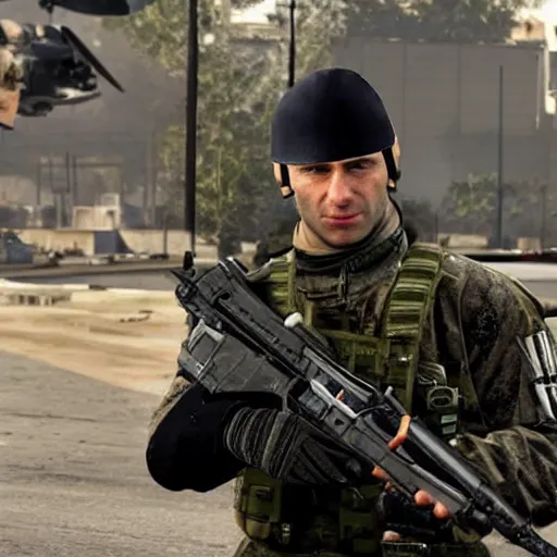 Prompt: Emmanuel Macron in Modern Warfare 3 (2011)