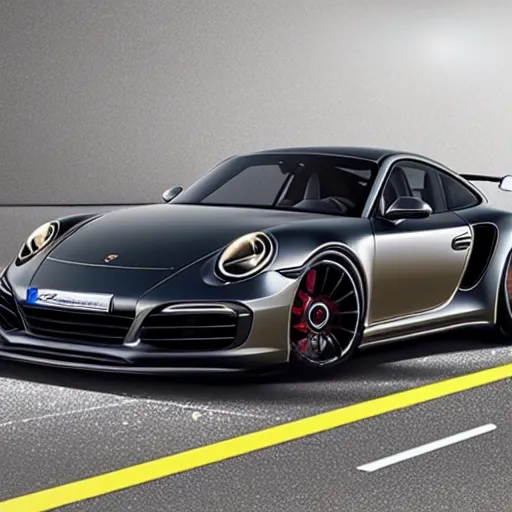 Image similar to concept for a german muscle car inspired by a Porsche 911 Turbo S