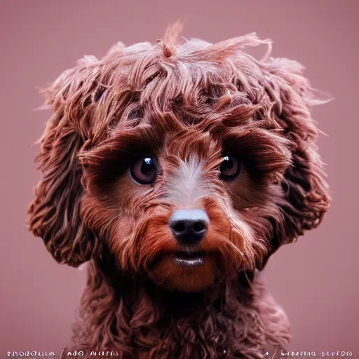 Image similar to brown cavoodle with an egg on its head, cinematic photography, trending on artstation,