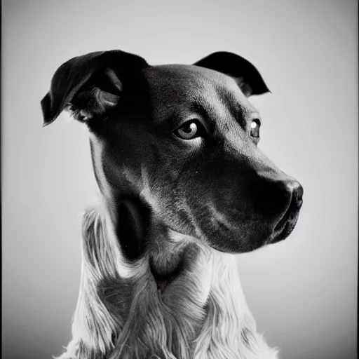 Image similar to portrait of thom yorke as a yorkshire dog, kodak portra, studio lighting, high detail fur,