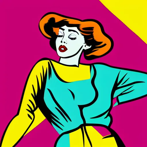 Prompt: pop art poster of a beautiful woman