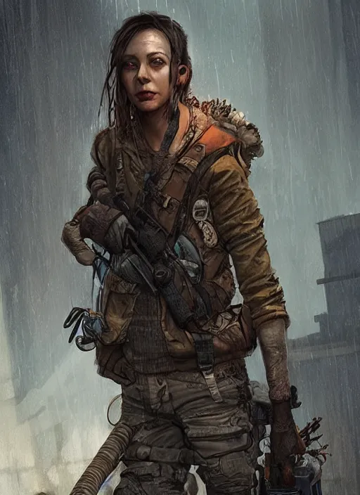 Image similar to portrait of a survivalist woman in a post apocalyptic city at dawn, beautiful digital concept art trending on artstation by senior concept artist, ultra - realistic intricate high details, cinematic lighting