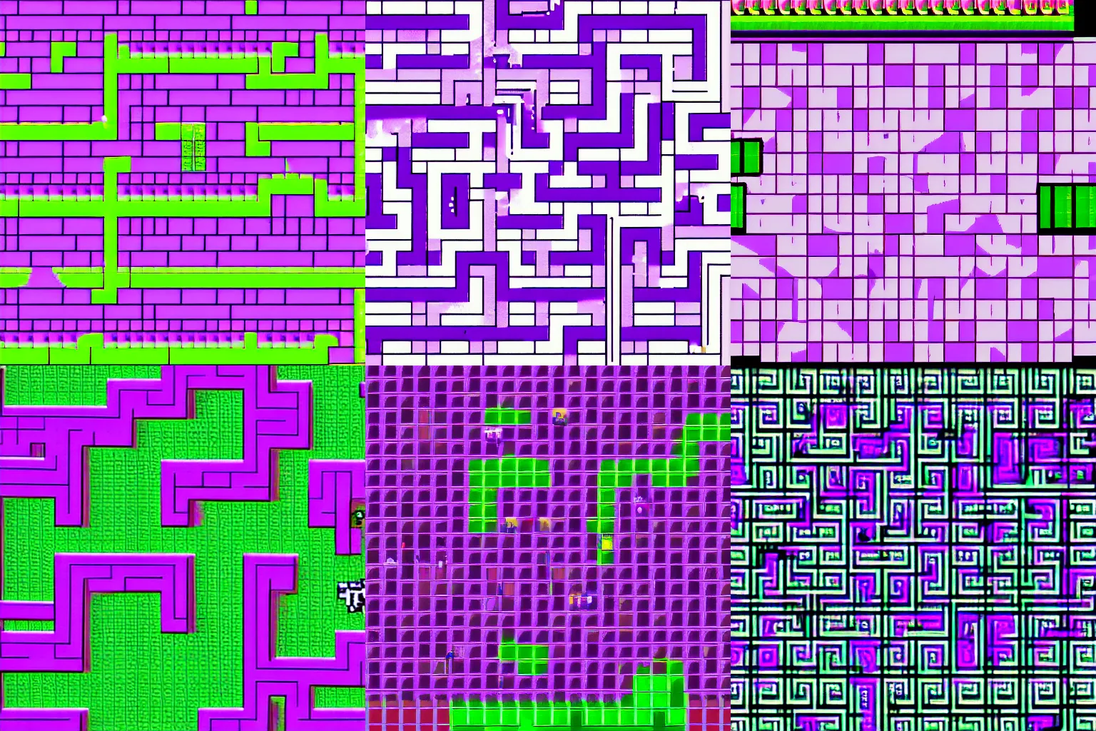 Image similar to purple glitchy maze 8bit video game