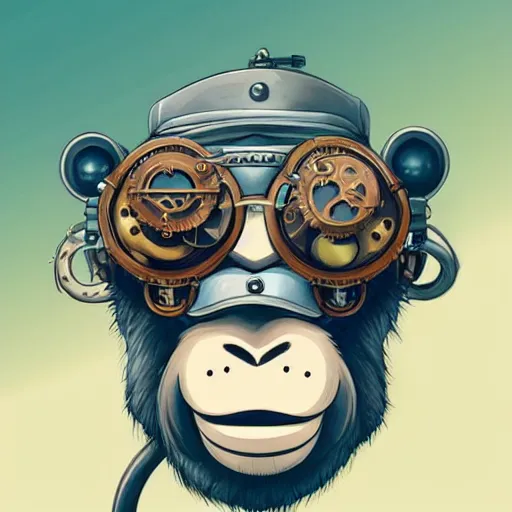 Prompt: a ape with steampunk googles, by ROSS tran, studio ghibli inspired