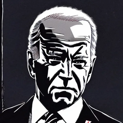 Image similar to Joe Biden looking sinister, by Tsutomu Nihei, highly detailed