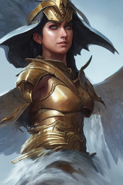 Image similar to amazon valkyrie athena, d & d, fantasy, portrait, highly detailed, headshot, digital painting, trending on artstation, concept art, sharp focus, illustration, art by artgerm and greg rutkowski and magali villeneuve