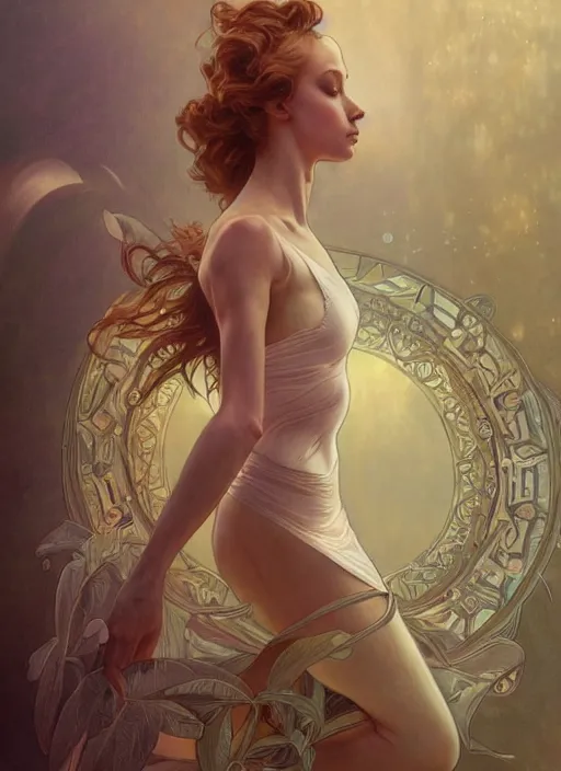 Image similar to ultra realistic illustration, ballerina, sci - fi, fantasy, intricate, elegant, highly detailed, digital painting, artstation, concept art, smooth, sharp focus, illustration, art by artgerm and alphonse mucha