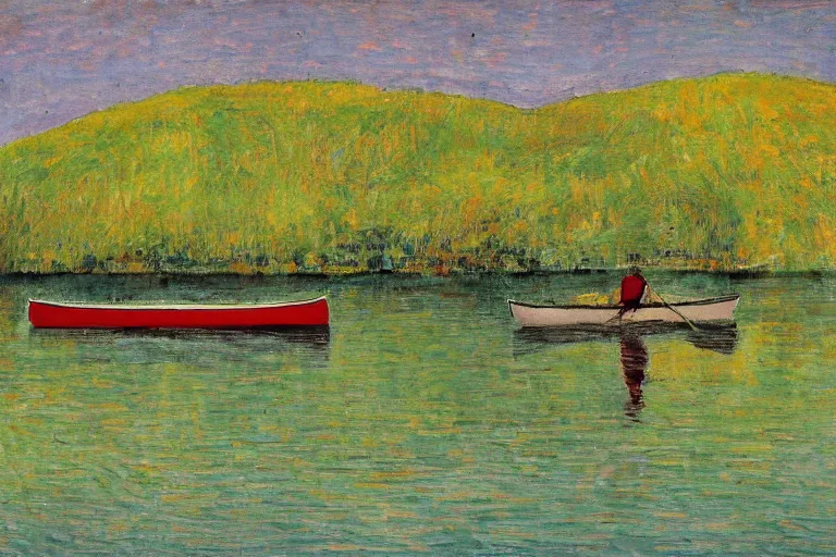 Image similar to a canoe on a river by peter doig