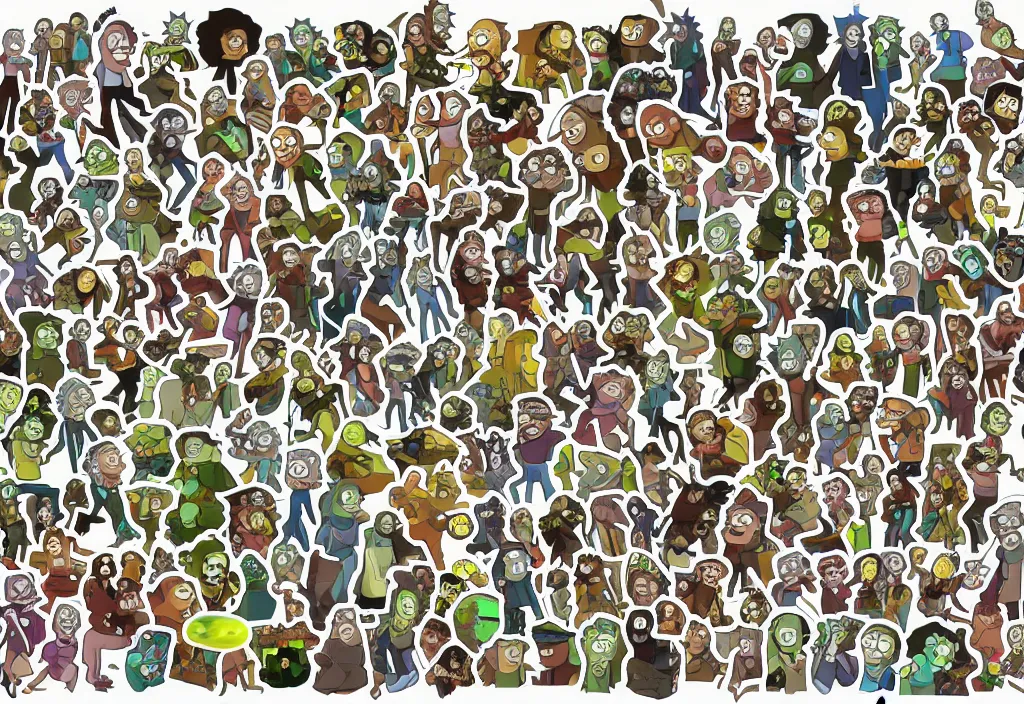 Prompt: A sticker pack of Rick and Morty, digital art, vector image, illustrator, 8k resolution
