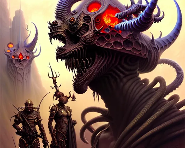 Image similar to the army of hell, fantasy character portrait made of fractals, ultra realistic, wide angle, intricate details, the fifth element artifacts, highly detailed by peter mohrbacher, hajime sorayama, wayne barlowe, boris vallejo, aaron horkey, gaston bussiere, craig mullins