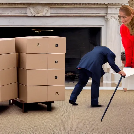 Image similar to FBI remove boxes at Donald Trumps house, hyper realistic photography, 8k,