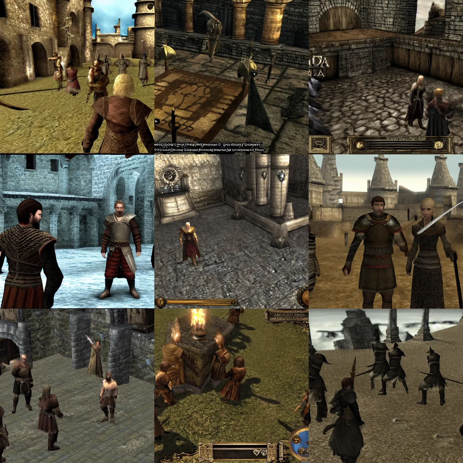 Prompt: game of thrones rpg on playstation 2, gameplay footage, 3 d graphics, 3 rd person view