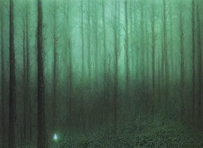 Prompt: a forest by zdzislaw beksinski, matte painting, aesthetic