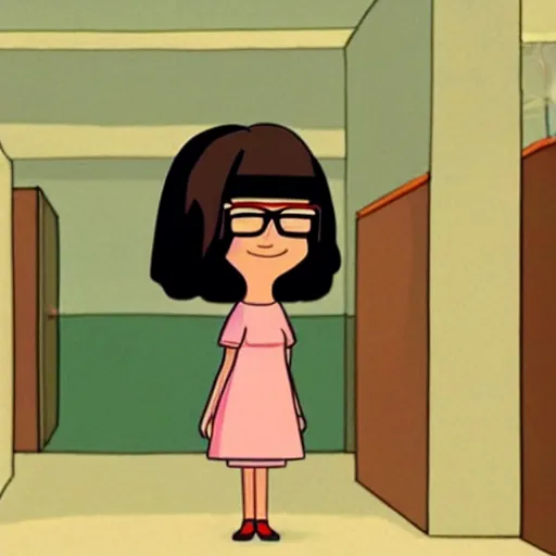 Prompt: A still of Tina Belcher from Bob's Burgers in 2001: A Space Odyssey (1968), photorealistic