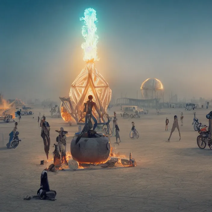 Prompt: BURNING MAN. Charlize Theron. intricate artwork. by Tooth Wu, wlop, beeple, dan mumford. octane render, trending on artstation, greg rutkowski very coherent symmetrical artwork. cinematic, hyper realism, high detail, octane render, 8k, iridescent accents