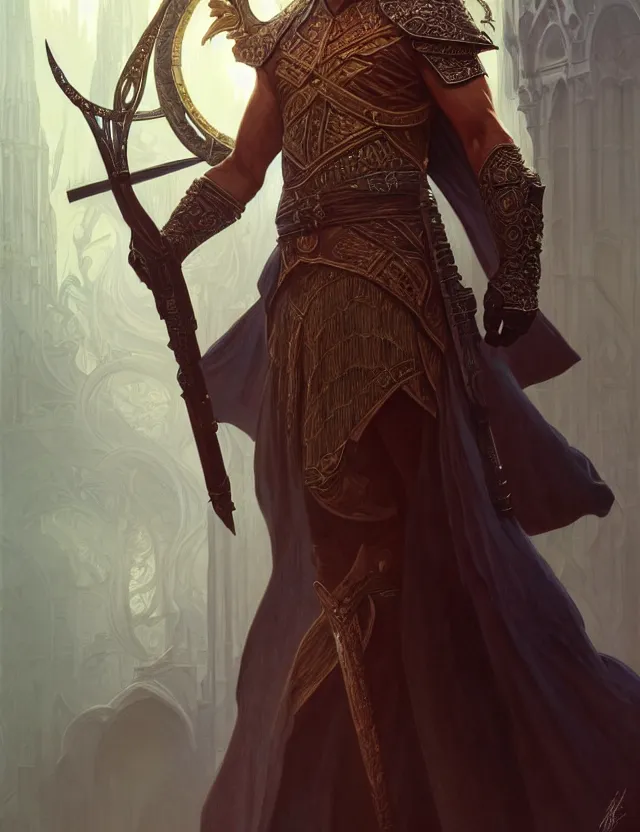 Image similar to symmetry!! intense fanart of a winchester as a mage warrior as acotar protagonist, magic background, intricate, elegant, highly detailed, my rendition, digital painting, artstation, concept art, smooth, sharp focus, illustration, art by artgerm and greg rutkowski and alphonse mucha