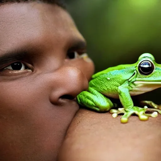 Image similar to a alien with the name god using his powers to bring a frog back to life