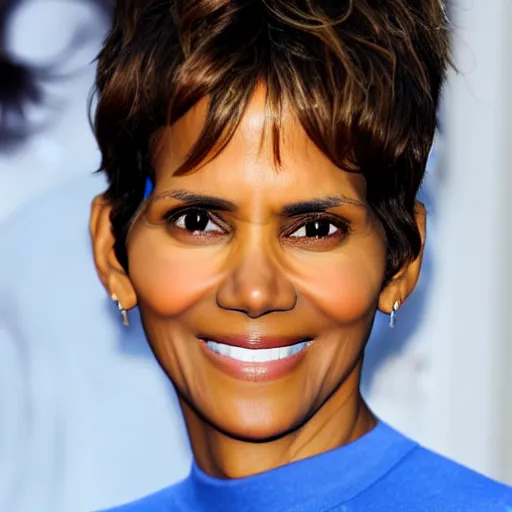 Prompt: halle berry as an anthropomorphic blueberry. pixar character