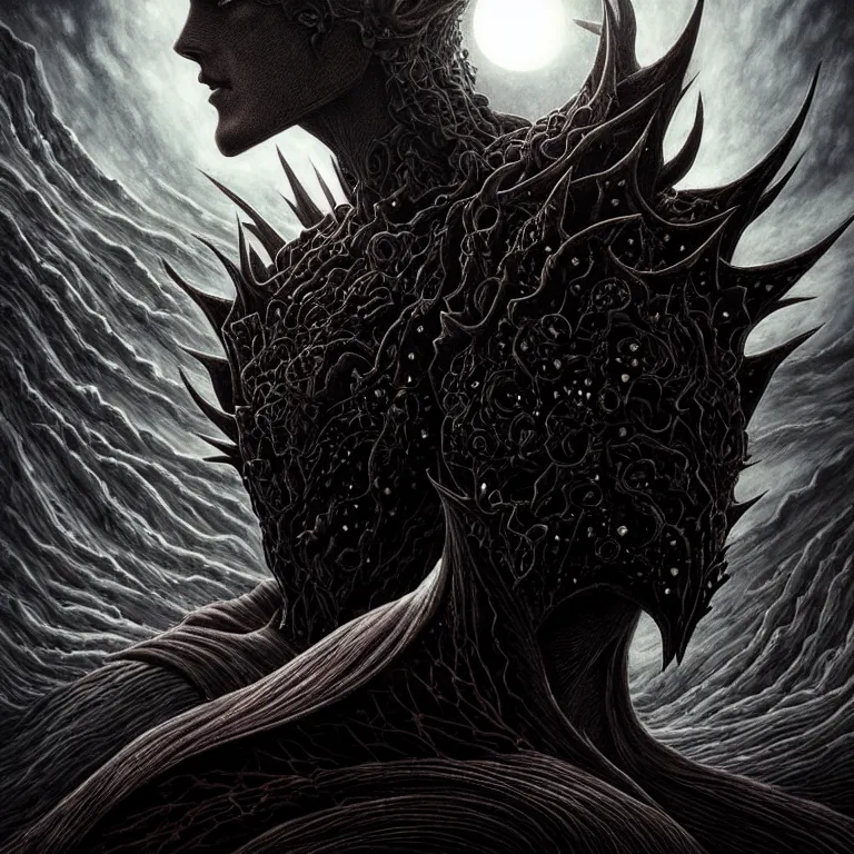 Image similar to epic professional digital art of eclipse from berserk manga, dark fantasy painted, intricate, detailed, detailed, foreboding, by leesha hannigan, wayne haag, reyna rochin, ignacio fernandez rios, mark ryden, iris van herpen,, epic, stunning, gorgeous, much wow, cinematic, masterpiece.