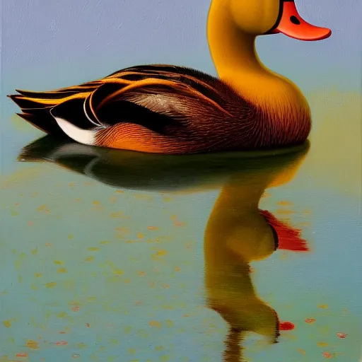 Image similar to a duck on the prowl oil painting lalla essaydi