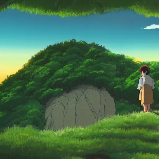 Image similar to landscape of the eternal rest, in the style of studio ghibli, award - winning, 4 k