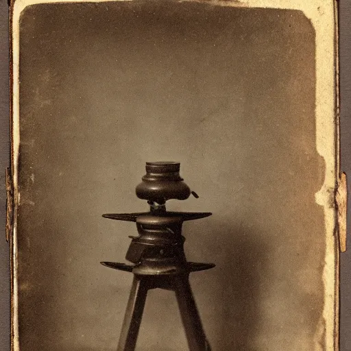 Image similar to Tintype photograph of primitive objects displayed in an ethnographic museum, archive material, anthropology, 1920s studio lighting.