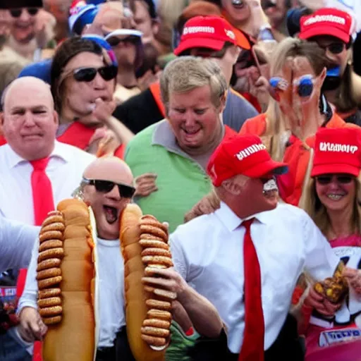 Image similar to Donald Trump wins the hot dog eating contest