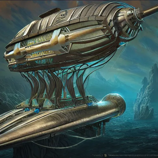 Prompt: trilobite submarine concept render, maximalist art nouveau, cgsociety, artstation by gustave dore and tyler edlin