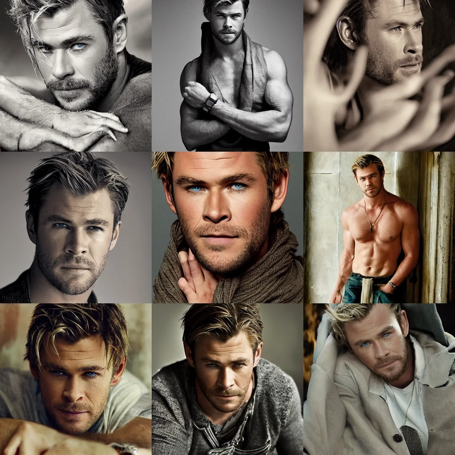 Prompt: Chris hemsworth, high detail, photography by Annie Leibovitz