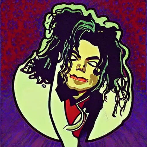 Image similar to Michael Jackson in the style of Alphonse Mucha