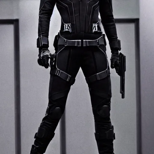 Image similar to Norman Reedus as Black Widow from The Avengers, cinematic photo