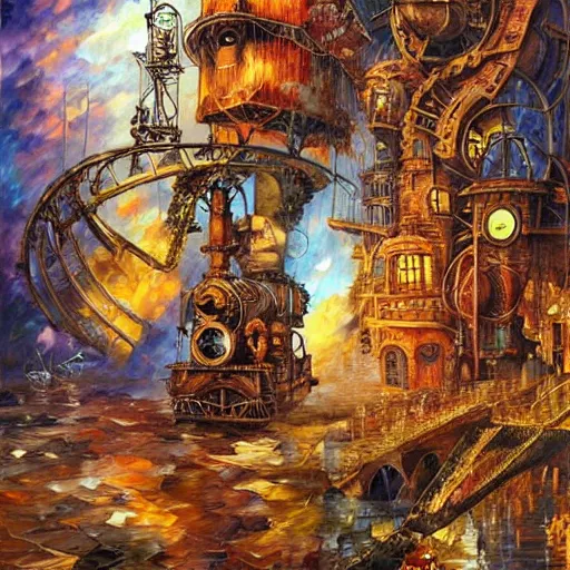 Image similar to steampunk art by android jones, james christensen, rob gonsalves, leonid afremov and tim white