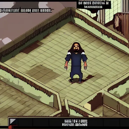 Image similar to jesus as a character in project zomboid, in - game screenshot, isometric, video game