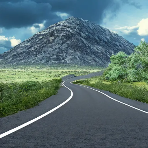 Prompt: road between mountains unreal engine render