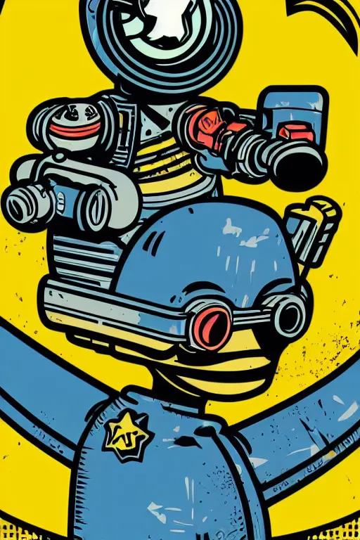 Image similar to fallout 7 6 retro futurist illustration art by butcher billy, sticker, colorful, illustration, highly detailed, simple, smooth and clean vector curves, no jagged lines, vector art, smooth andy warhol style