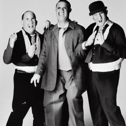 Image similar to the three stooges as a 90s boy band