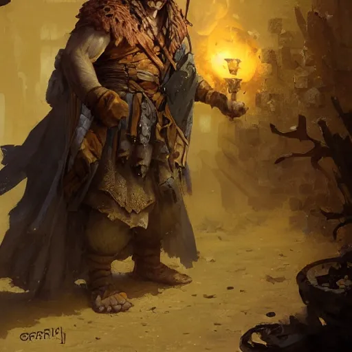 Image similar to a friendly orcish merchant, fantasy character portrait by greg rutkowski, gaston bussiere, craig mullins